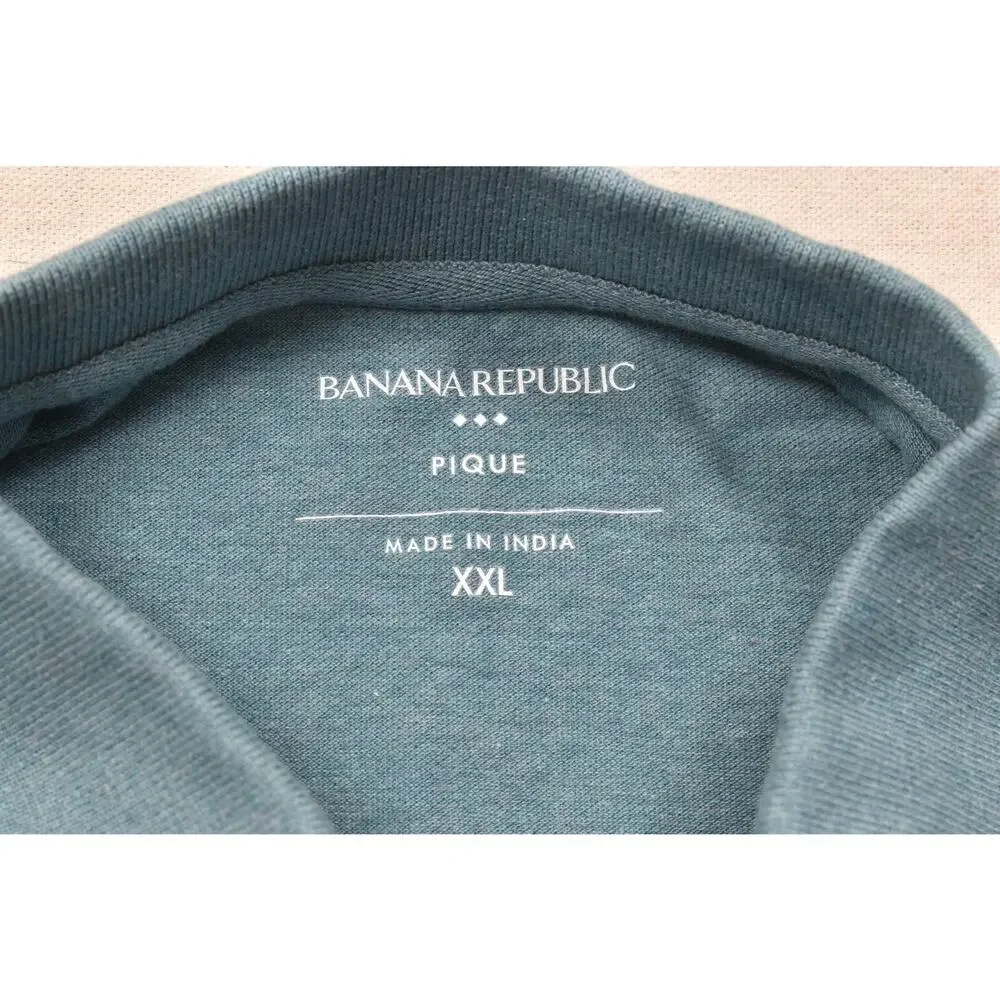 Banana Republic Men's Pique Polo Shirt Size XXL Green Short Sleeve Cotton